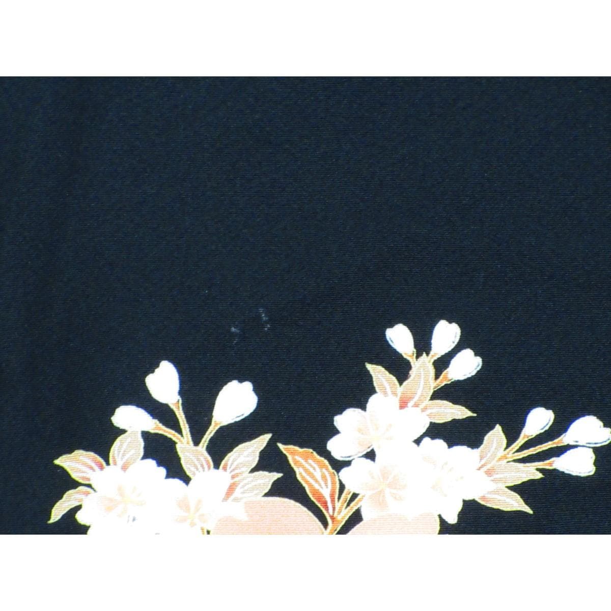 留袖　友禅金彩加工　刺繍入り　丸に桔梗　身幅２Ｌ寸