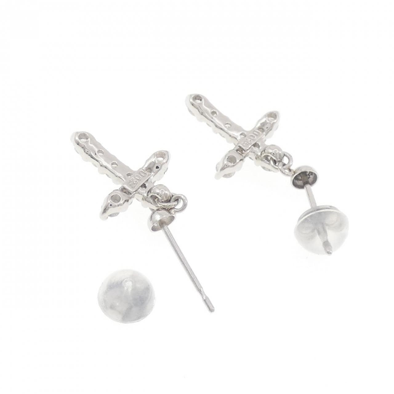 PT900 クロス ダイヤモンド ピアス 0.50CT