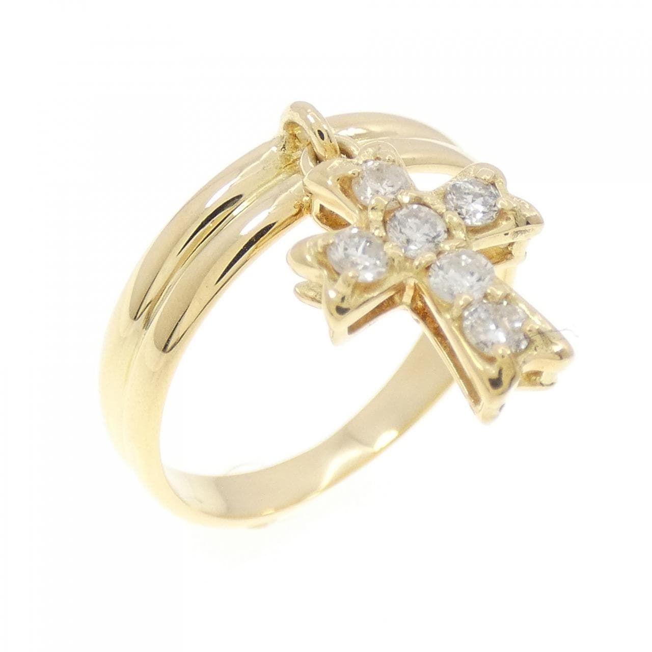 K18YG cross Diamond ring 0.20CT