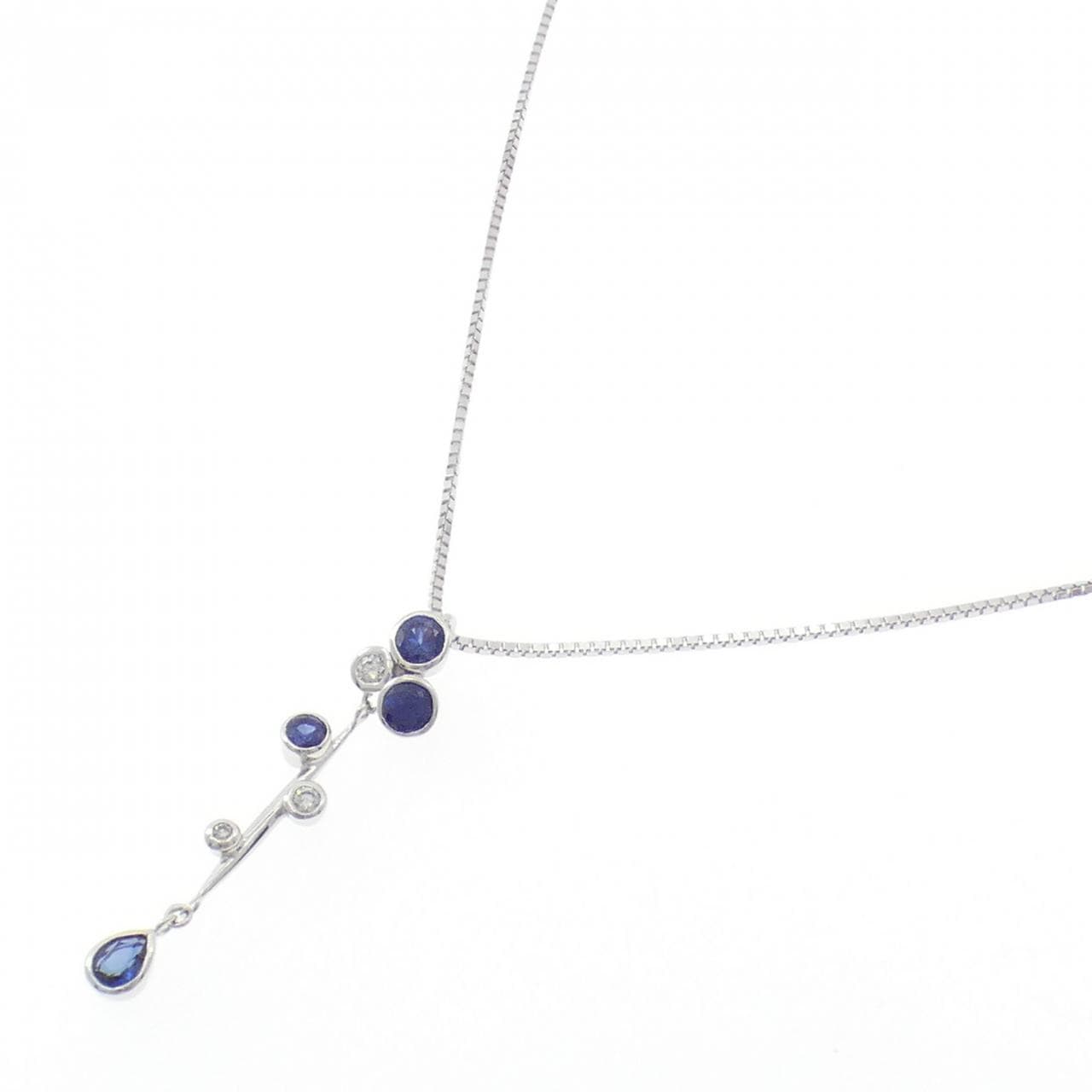 K18WG/750WG Sapphire Necklace 1.025CT
