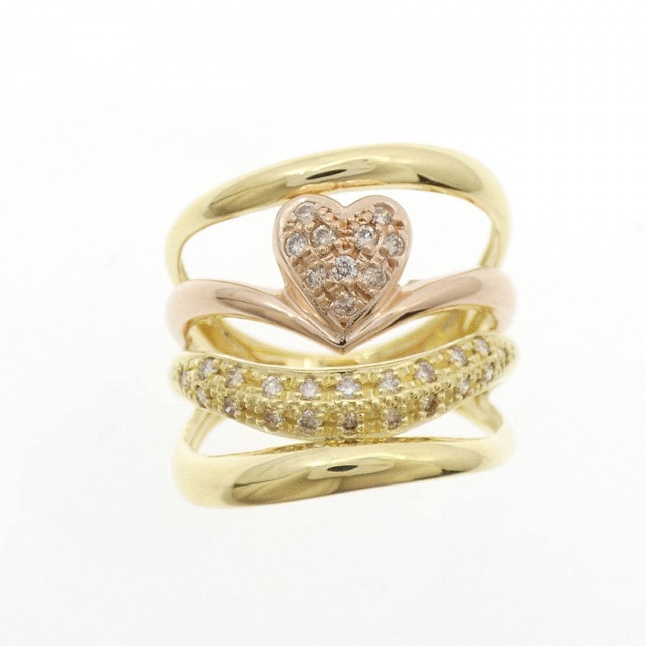 K18YG/K18PG ハート ダイヤモンド リング 0.25CT