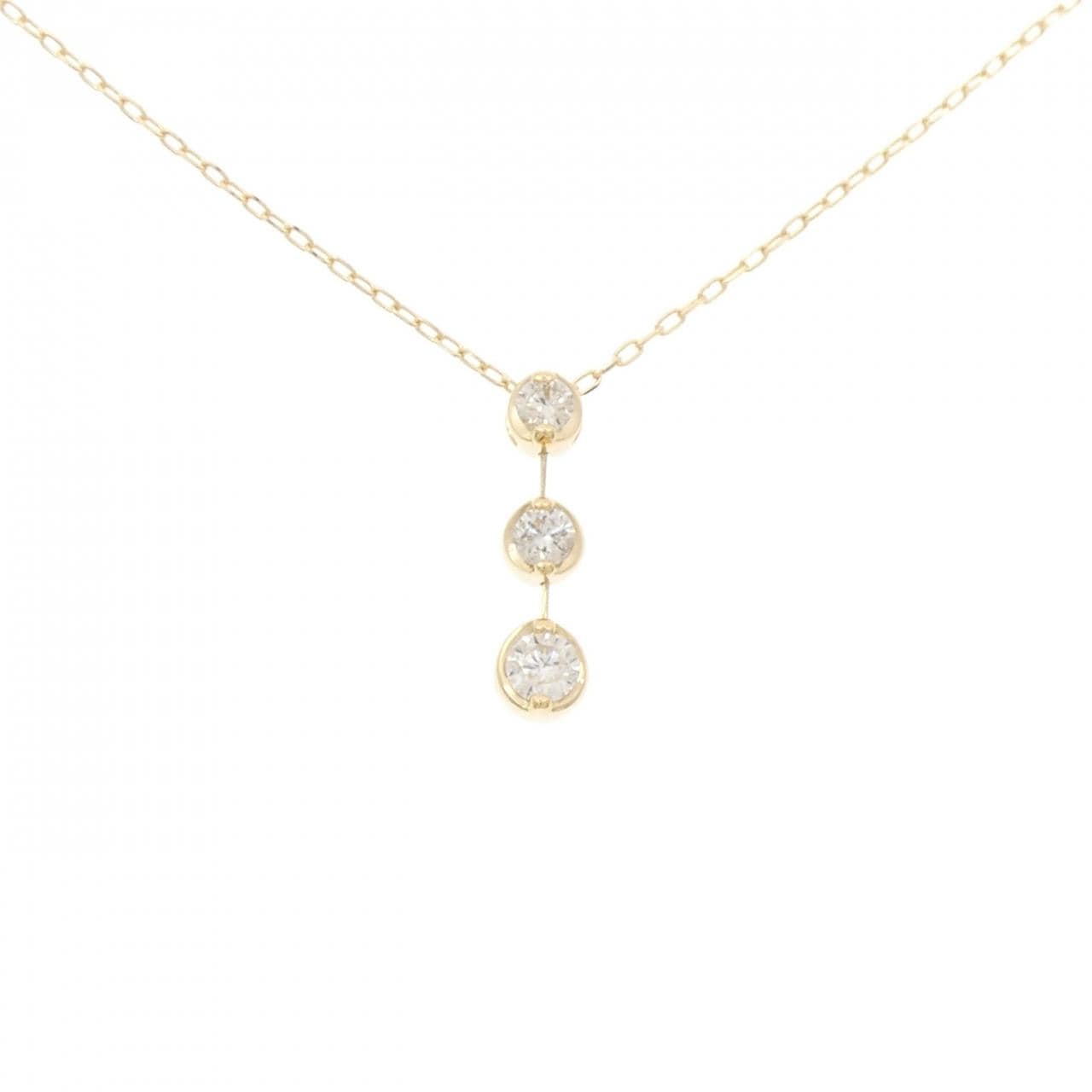K18YG スリーストーン ダイヤモンド ネックレス 0.30CT