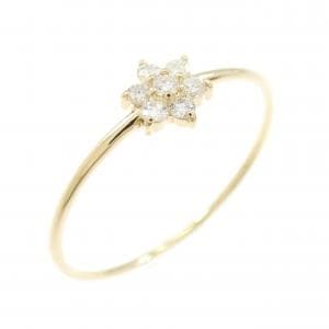【リメイク】K18YG フラワー ダイヤモンド リング 0.10CT