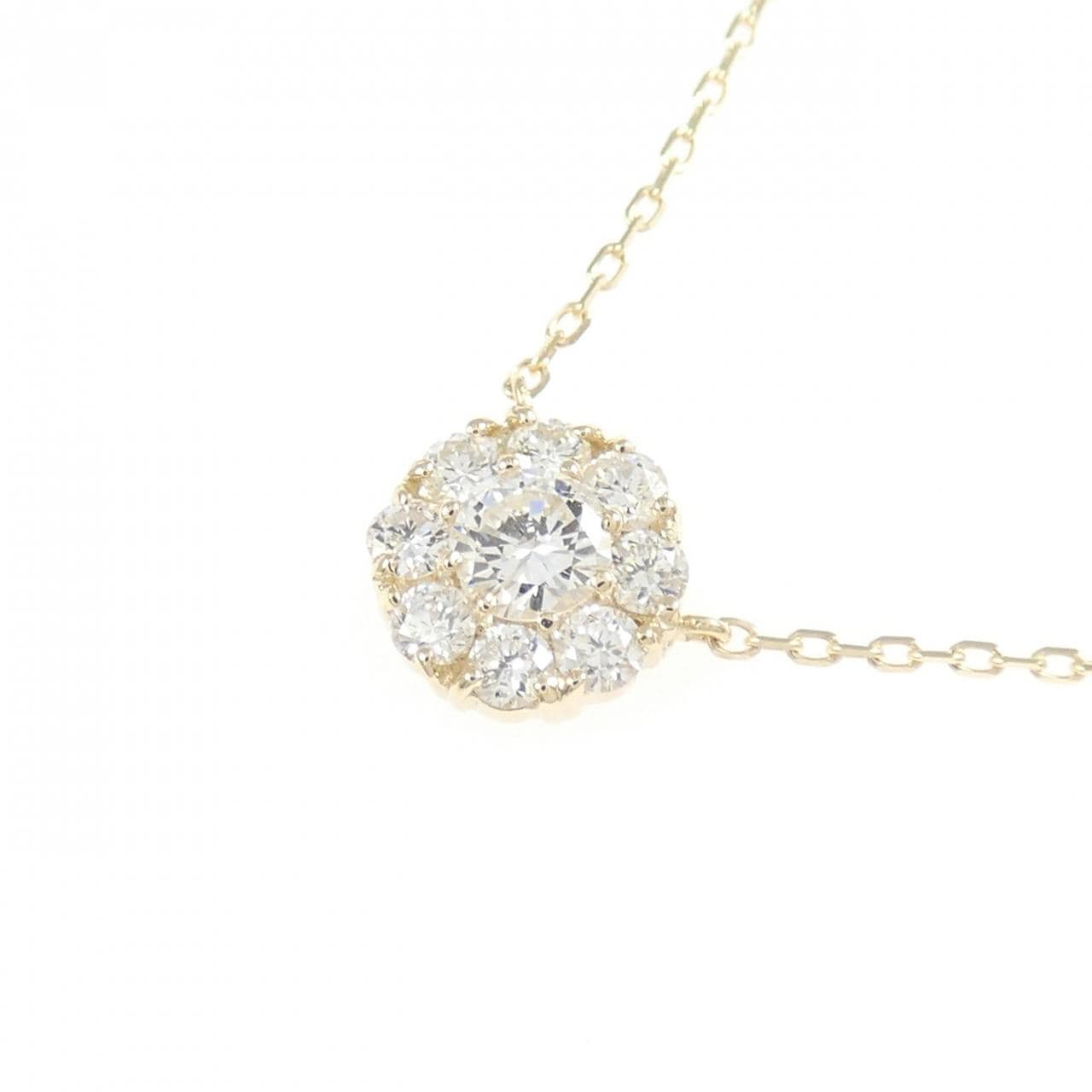 【リメイク】K10YG フラワー ダイヤモンド ネックレス 0.30CT