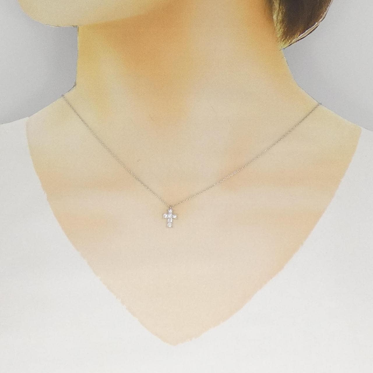 ヴァンドーム クロス ダイヤモンド ネックレス 0.18CT