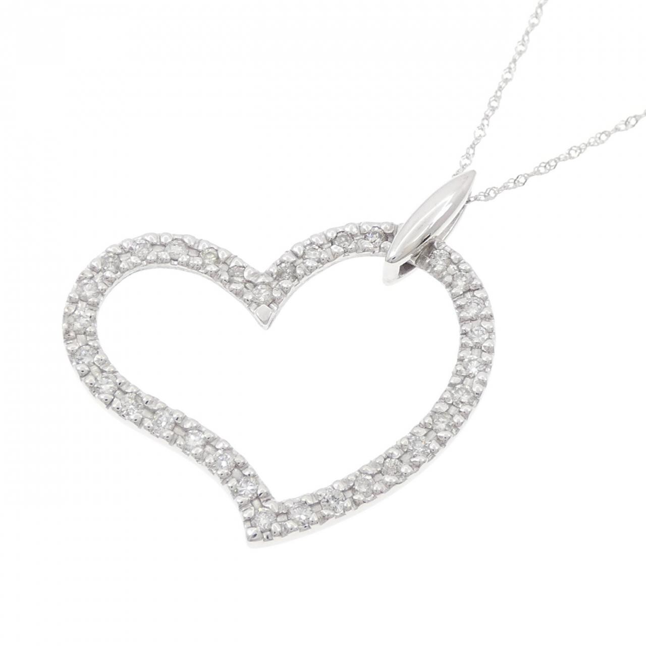 K18WG ハート ダイヤモンド ネックレス 0.50CT
