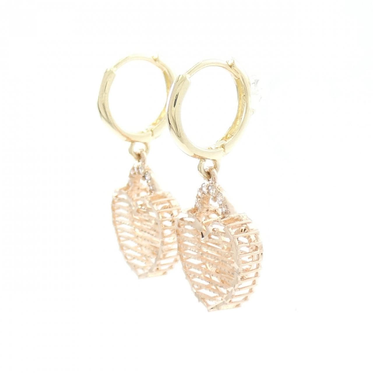 14KPG/14KYG ハート キュービック ピアス