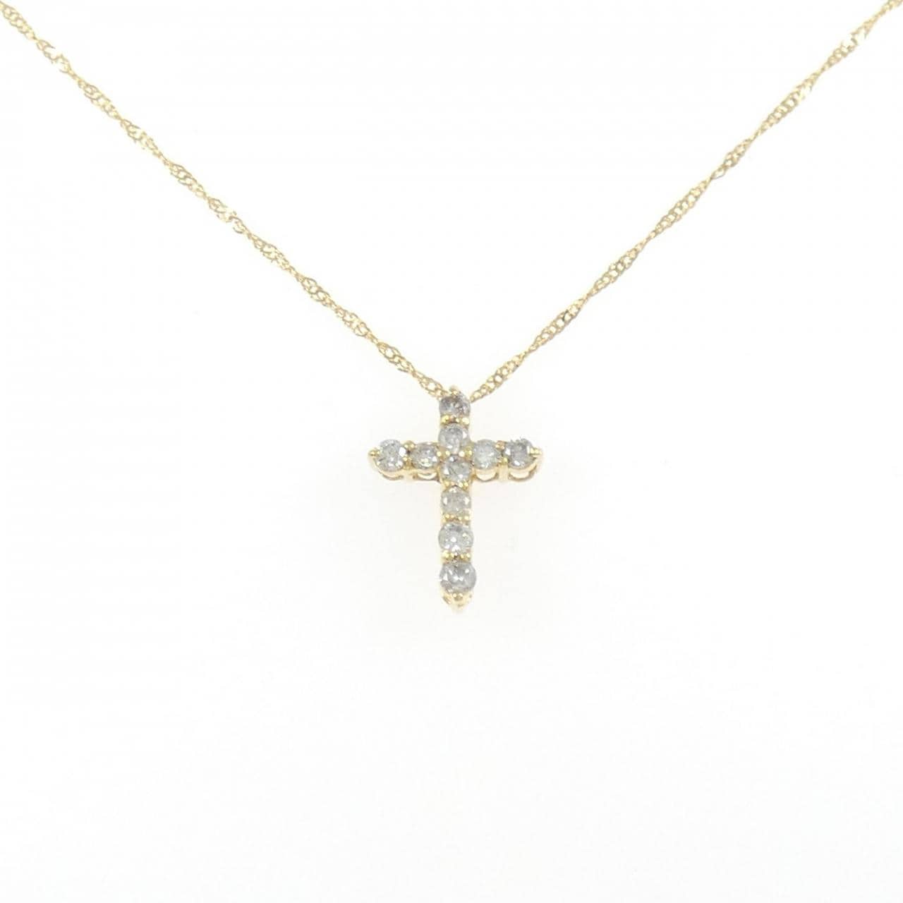 K18YG/750YG クロス ダイヤモンド ネックレス 0.30CT