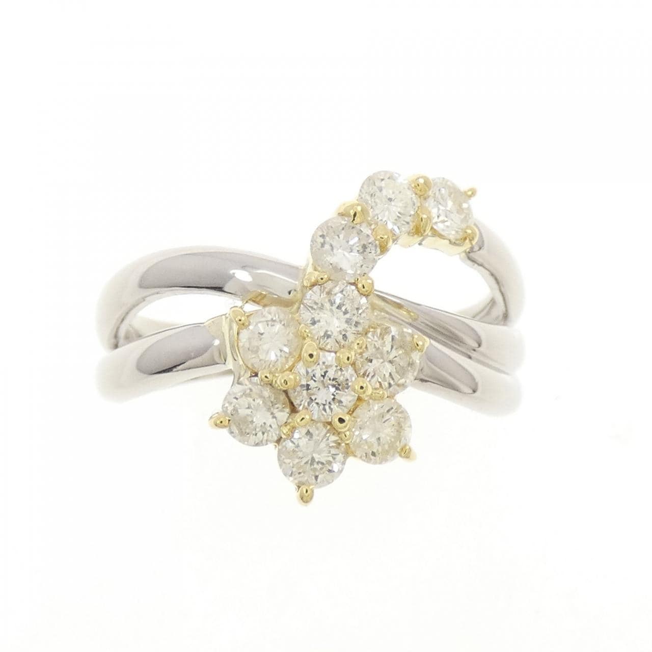 PT/K18YG フラワー ダイヤモンド リング 1.00CT