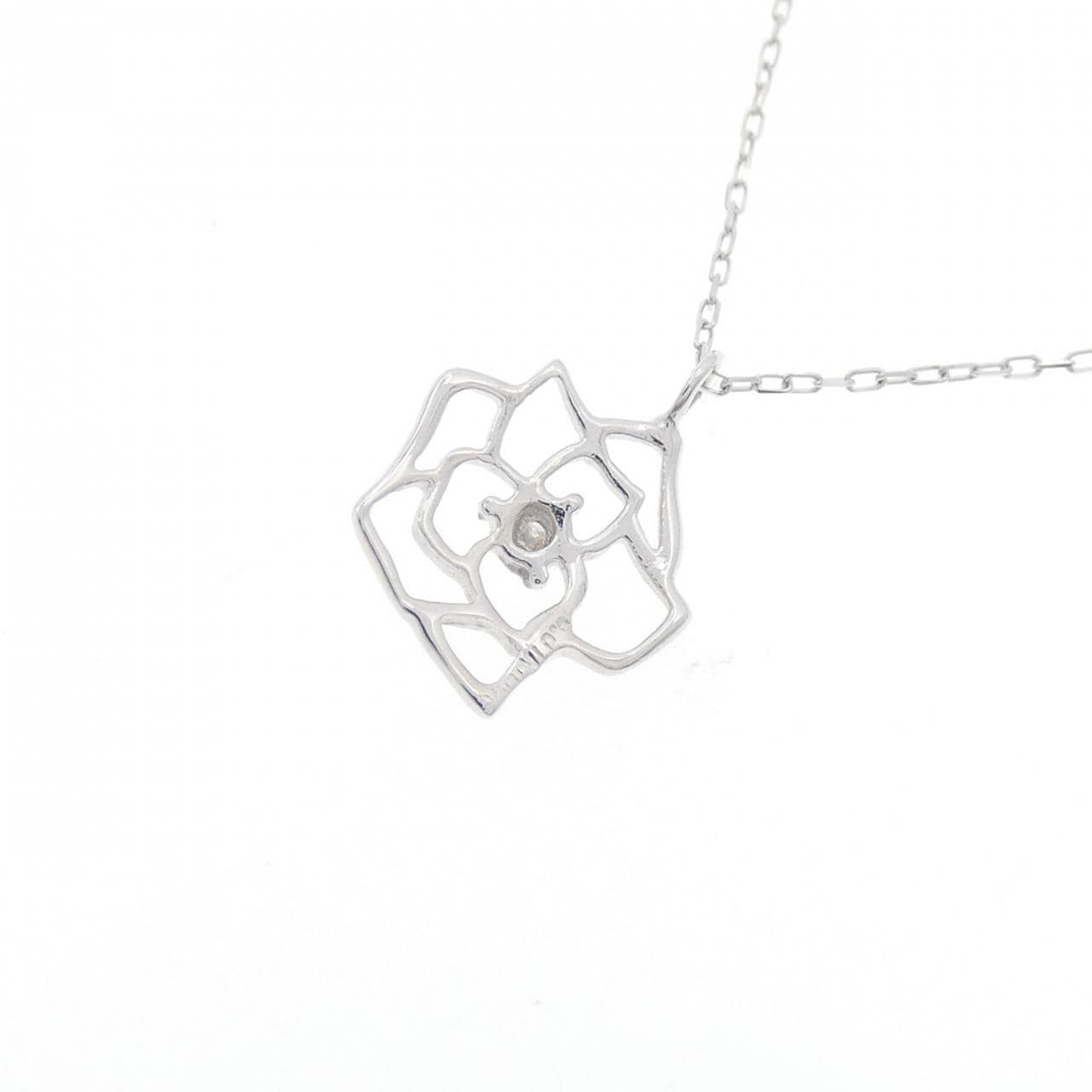K10WG ローズ ダイヤモンド ネックレス 0.01CT