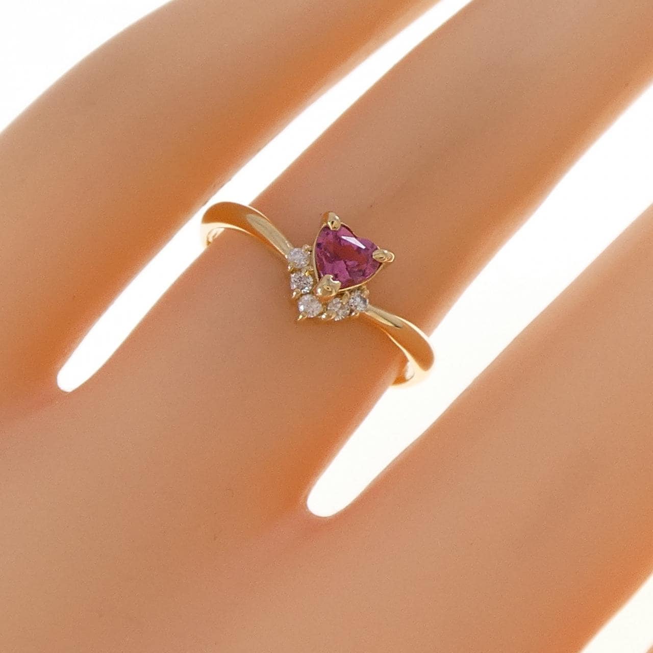 K18YG ハート トルマリン リング