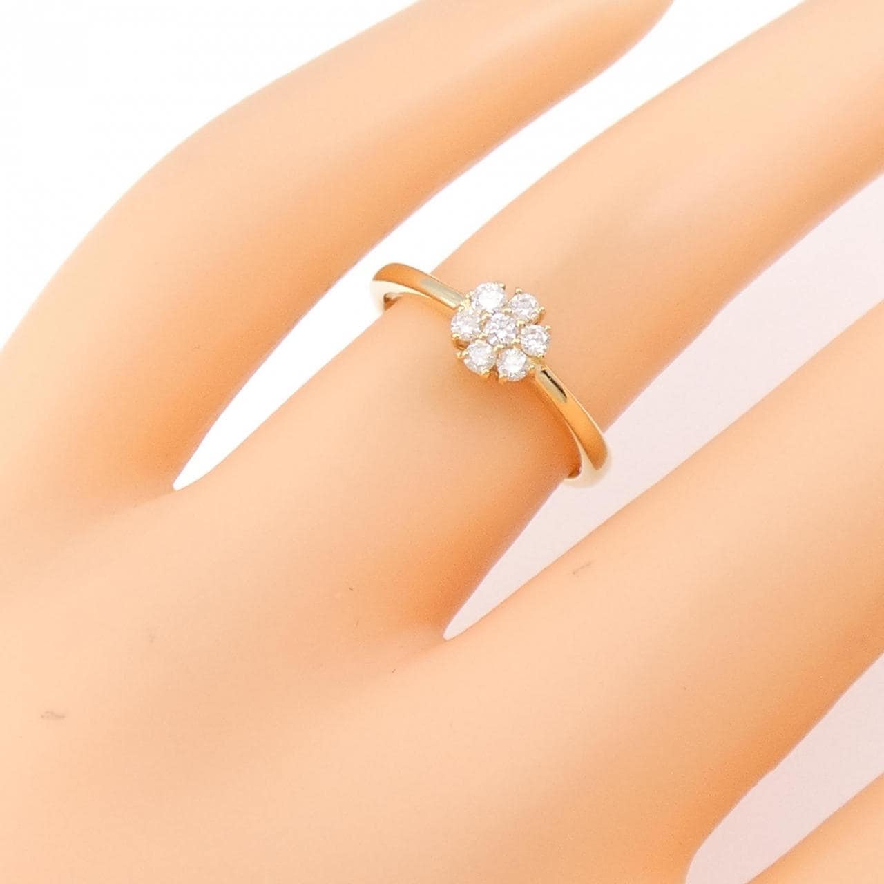 [Remake] K18YG Flower Diamond Ring 0.15CT