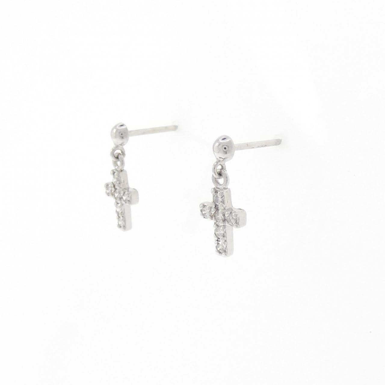 PT900 クロス ダイヤモンド ピアス 0.10CT