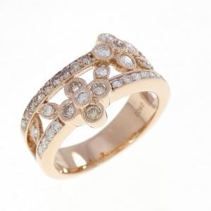 K18PG フラワー ダイヤモンド リング 0.60CT
