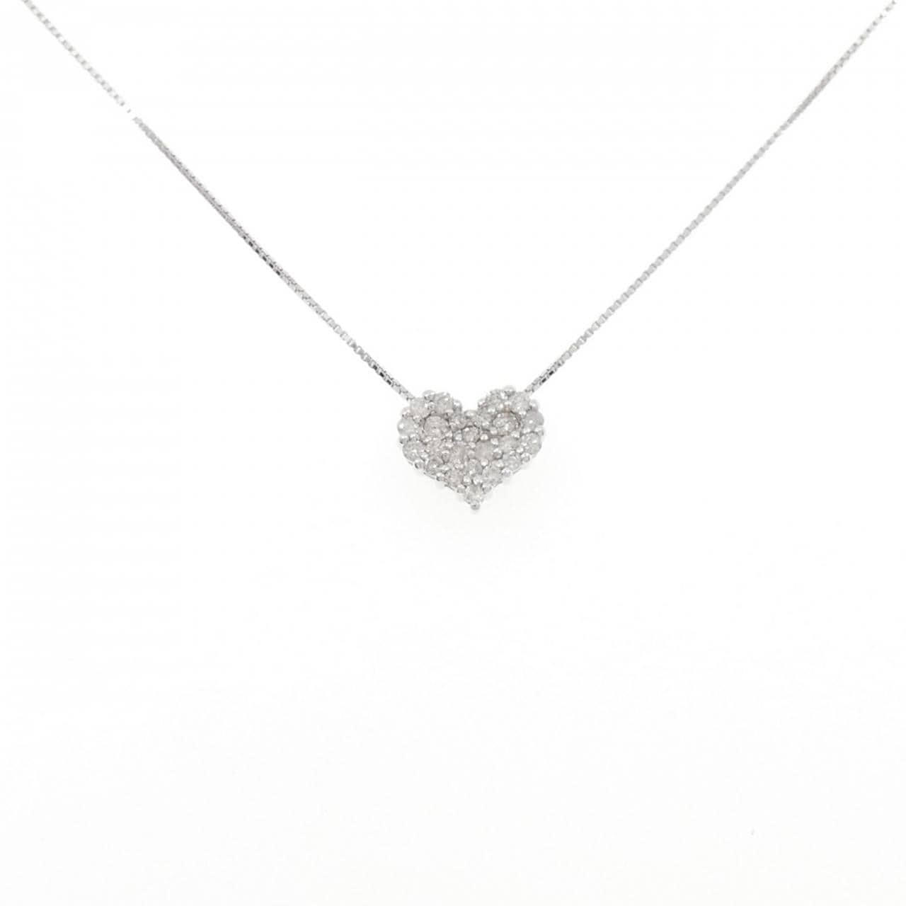 K10WG パヴェ ハート ダイヤモンド ネックレス 0.29CT