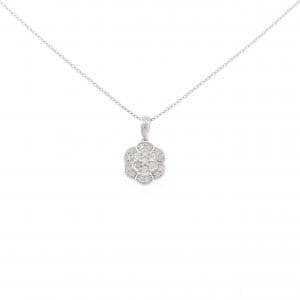 K18WG フラワー ダイヤモンド ネックレス 0.15CT