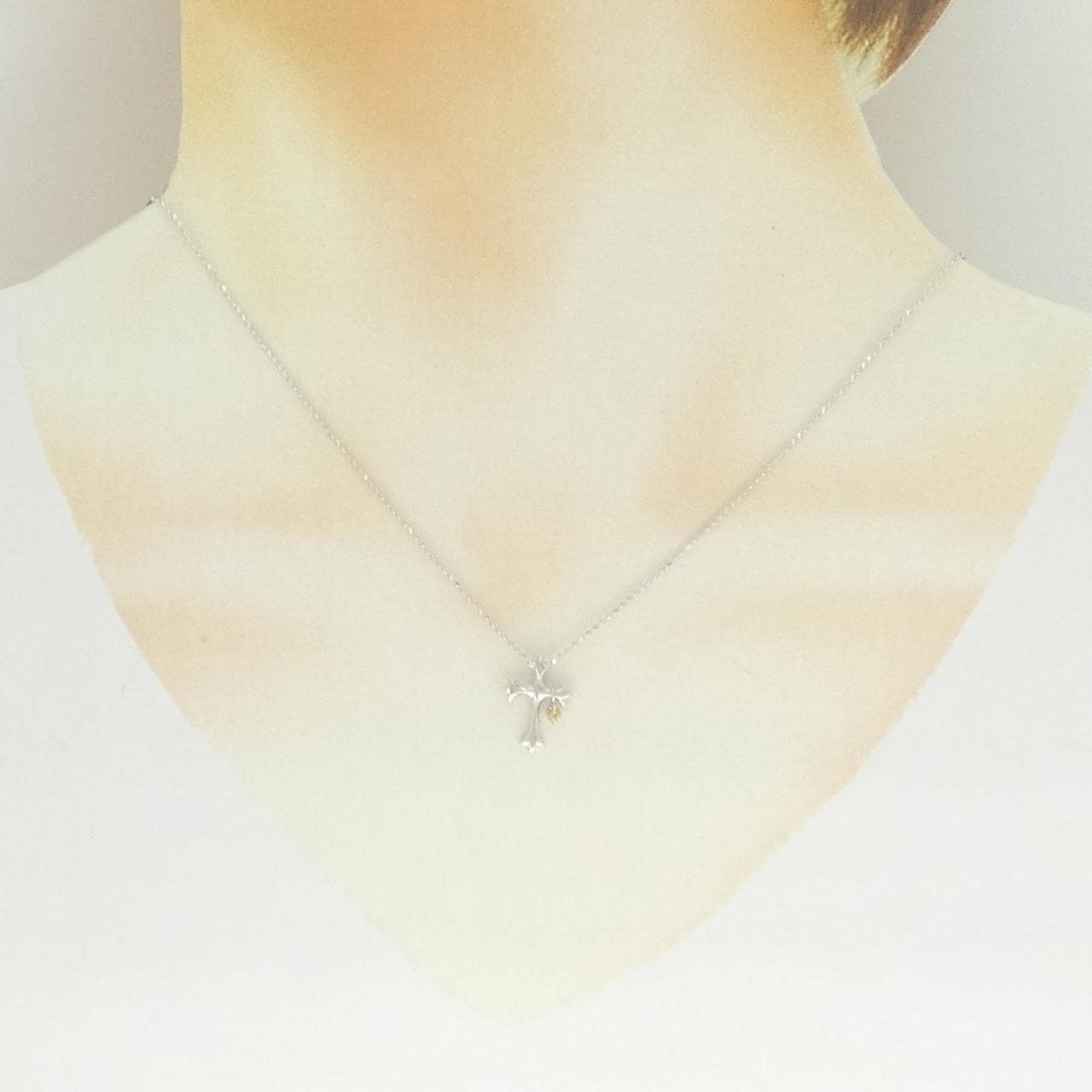 K18WG クロス シトリン ネックレス