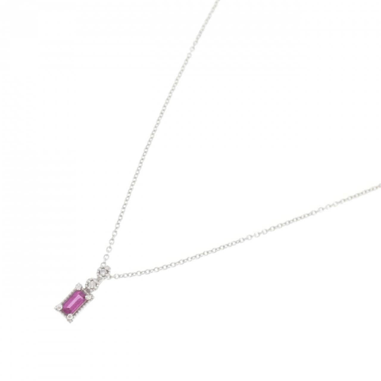 K18WG ルビー ネックレス 0.12CT