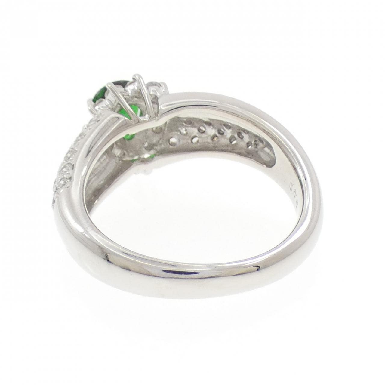 PT900 Green Garnet Ring 0.53CT