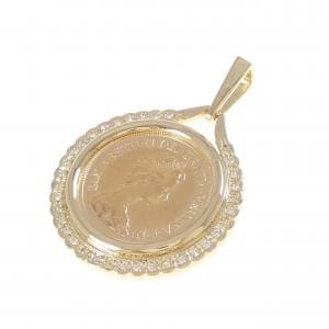 K18YG(枠) ダイヤモンド コイン ペンダント 0.30CT