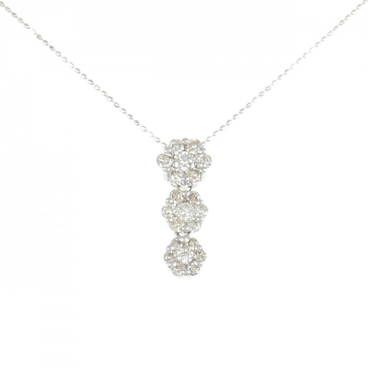 K18WG flower Diamond necklace 1.00CT
