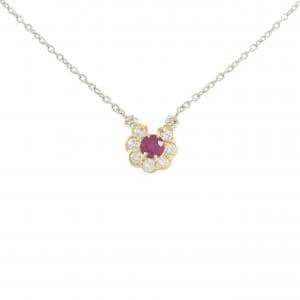 750YG/PT900/PT850 ルビー ネックレス 0.34CT