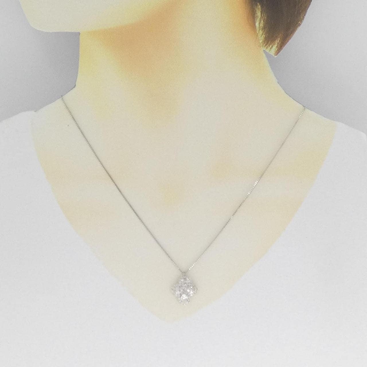 K18WG/PT850 ダイヤモンド ネックレス 1.234CT