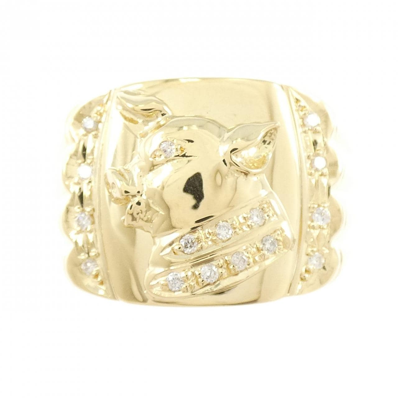 【新品】K18YG ピッグ ダイヤモンド リング 0.10CT