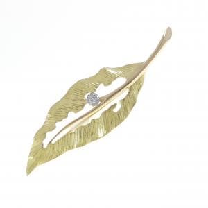 ギンザ タナカ リーフ ダイヤモンド ブローチ 0.10CT