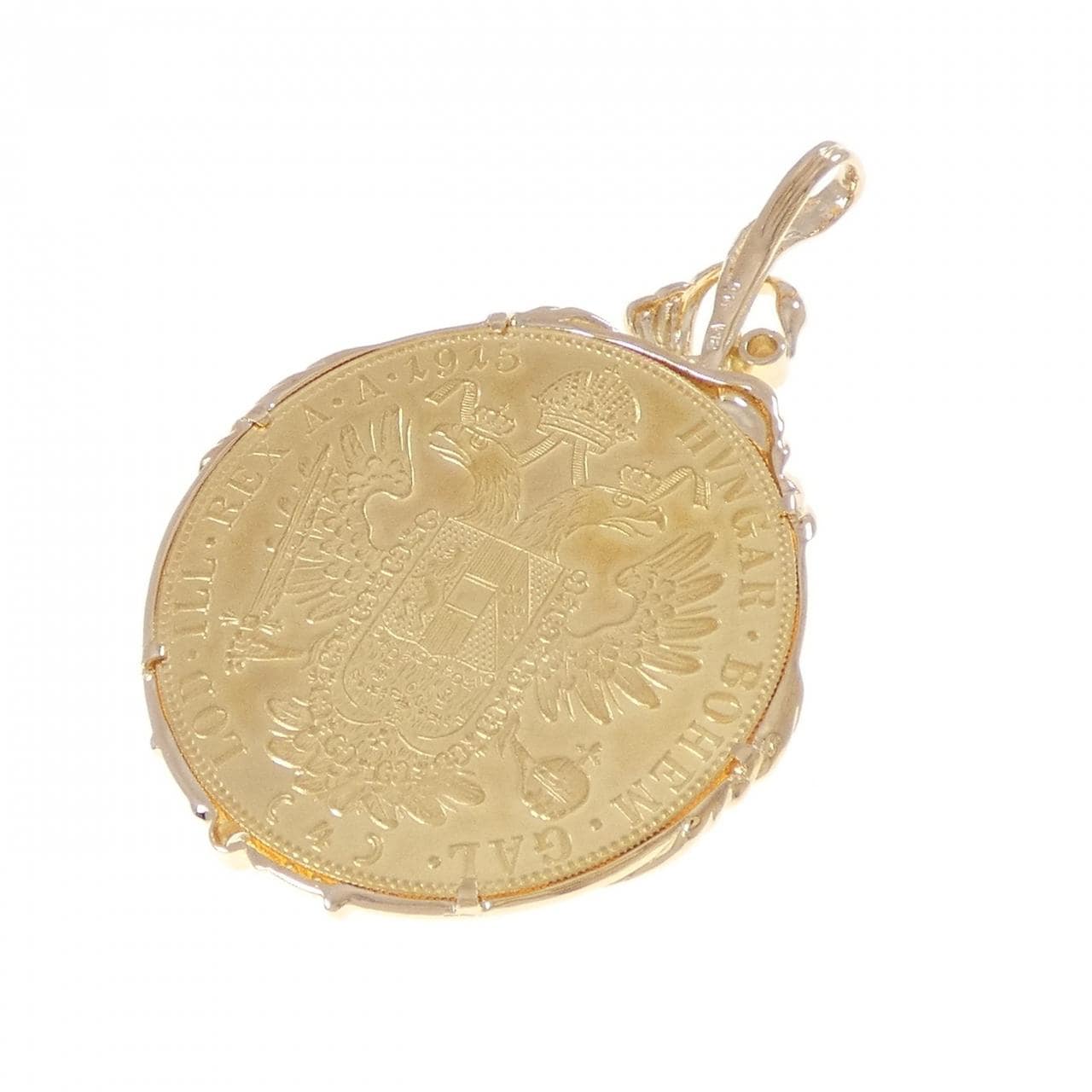 K18YG(枠) ダイヤモンド コイン ペンダント 0.14CT