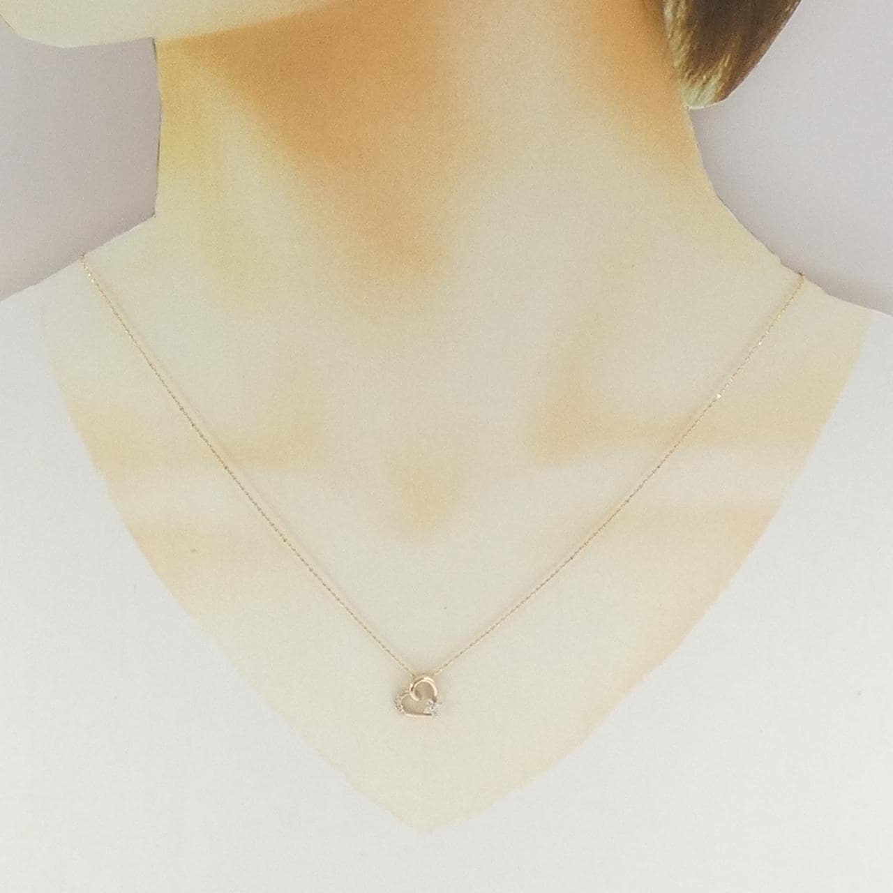 K10PG ハート ダイヤモンド ネックレス 0.06CT