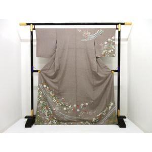 訪問着　友禅金彩加工　絞り入