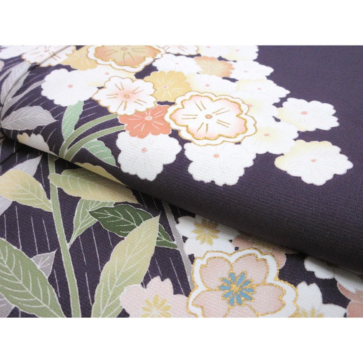 訪問着　友禅金彩加工　刺繍加工