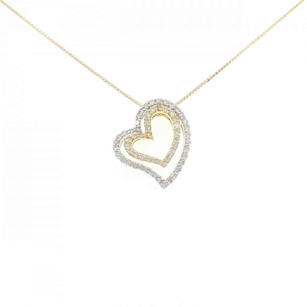 K18YG/K18WG ハート ダイヤモンド ネックレス 0.50CT