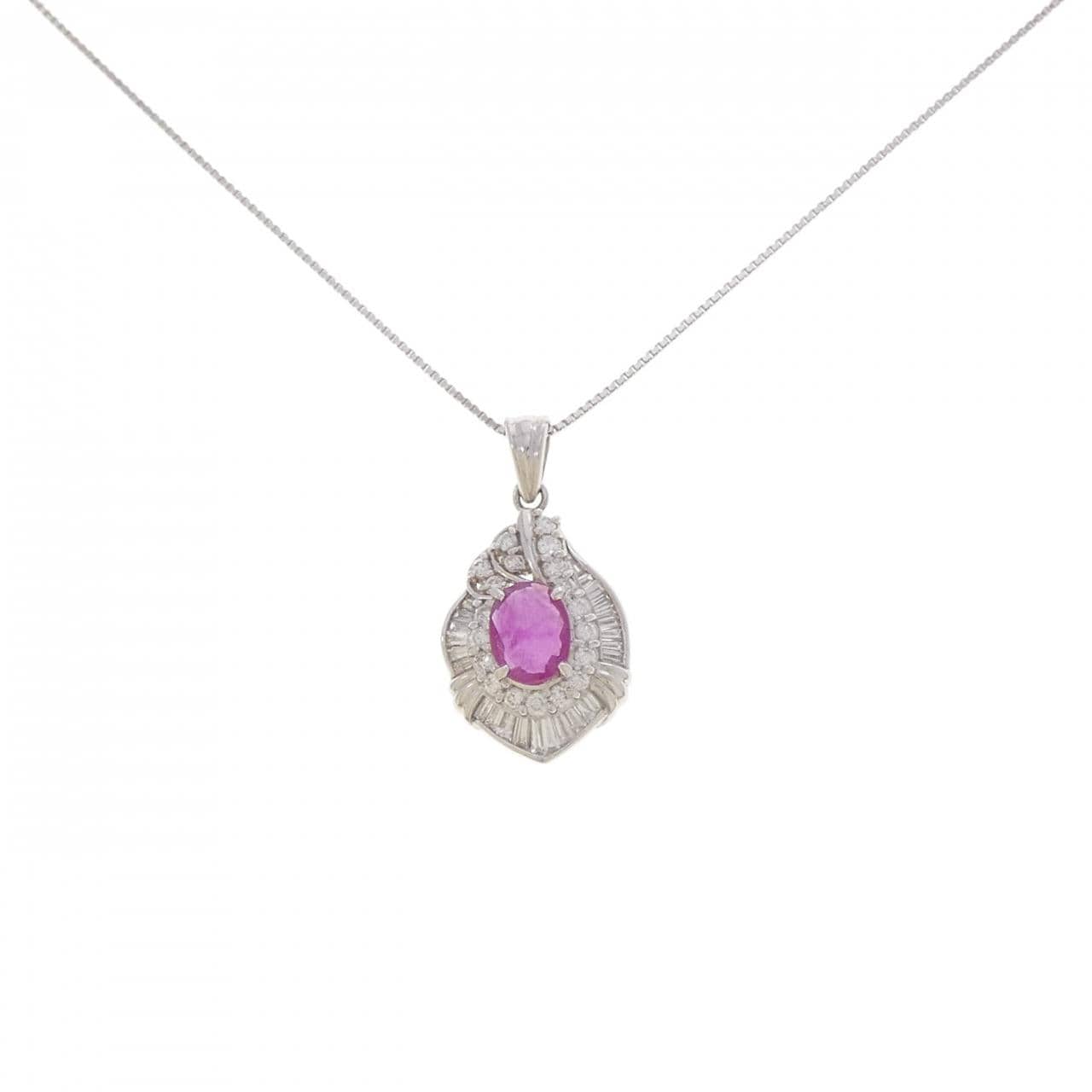 PT900/PT950 ルビー ネックレス 1.05CT