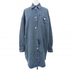 プラダ PRADA オーバーサイズ オーガニックデニム トライアングルロゴ GFC036 SOOO 13Z6 シャツ