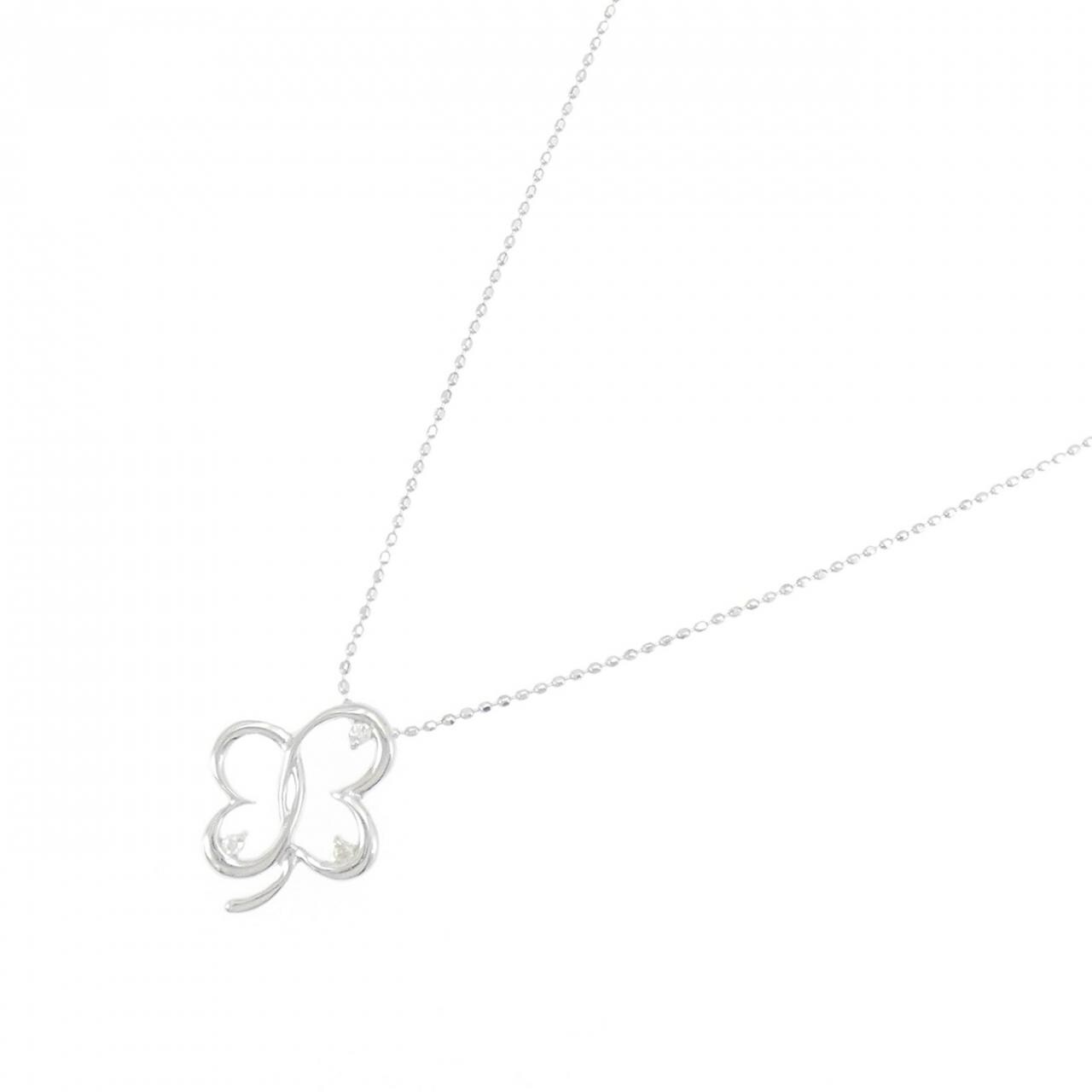 K10WG クローバー ダイヤモンド ネックレス 0.03CT