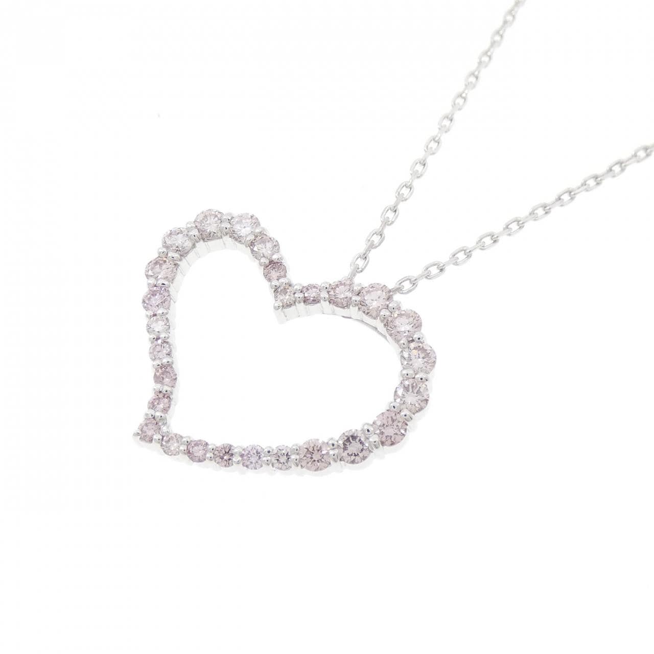 K18WG ハート ピンクダイヤモンド ネックレス 0.50CT