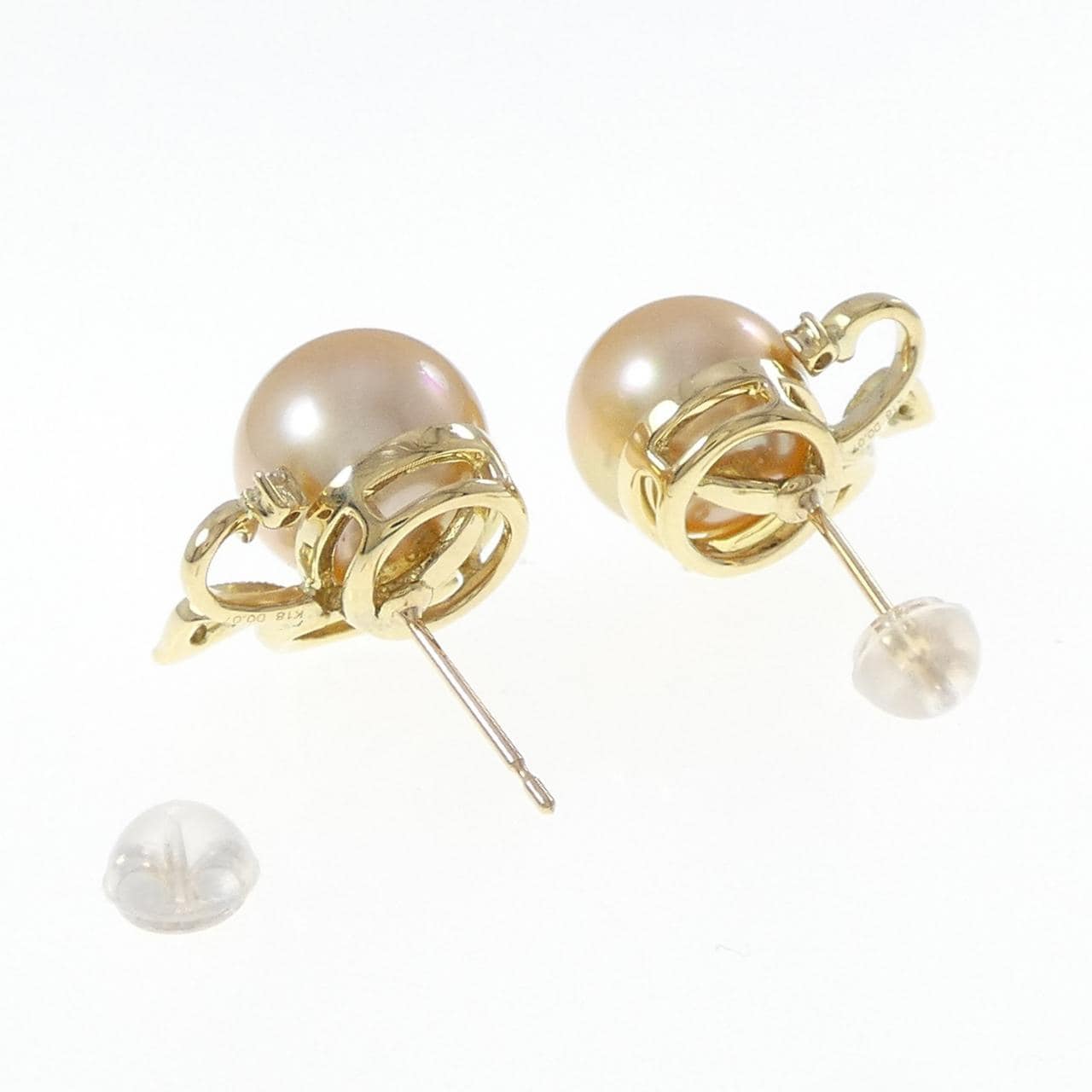 K18YG 白蝶パール ピアス 10.7mm