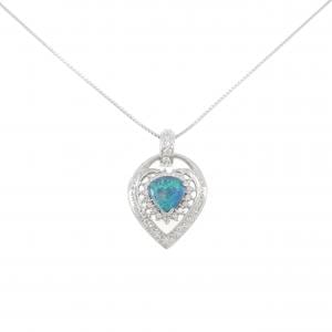 PT900/PT850 ブラックオパール ネックレス 0.92CT