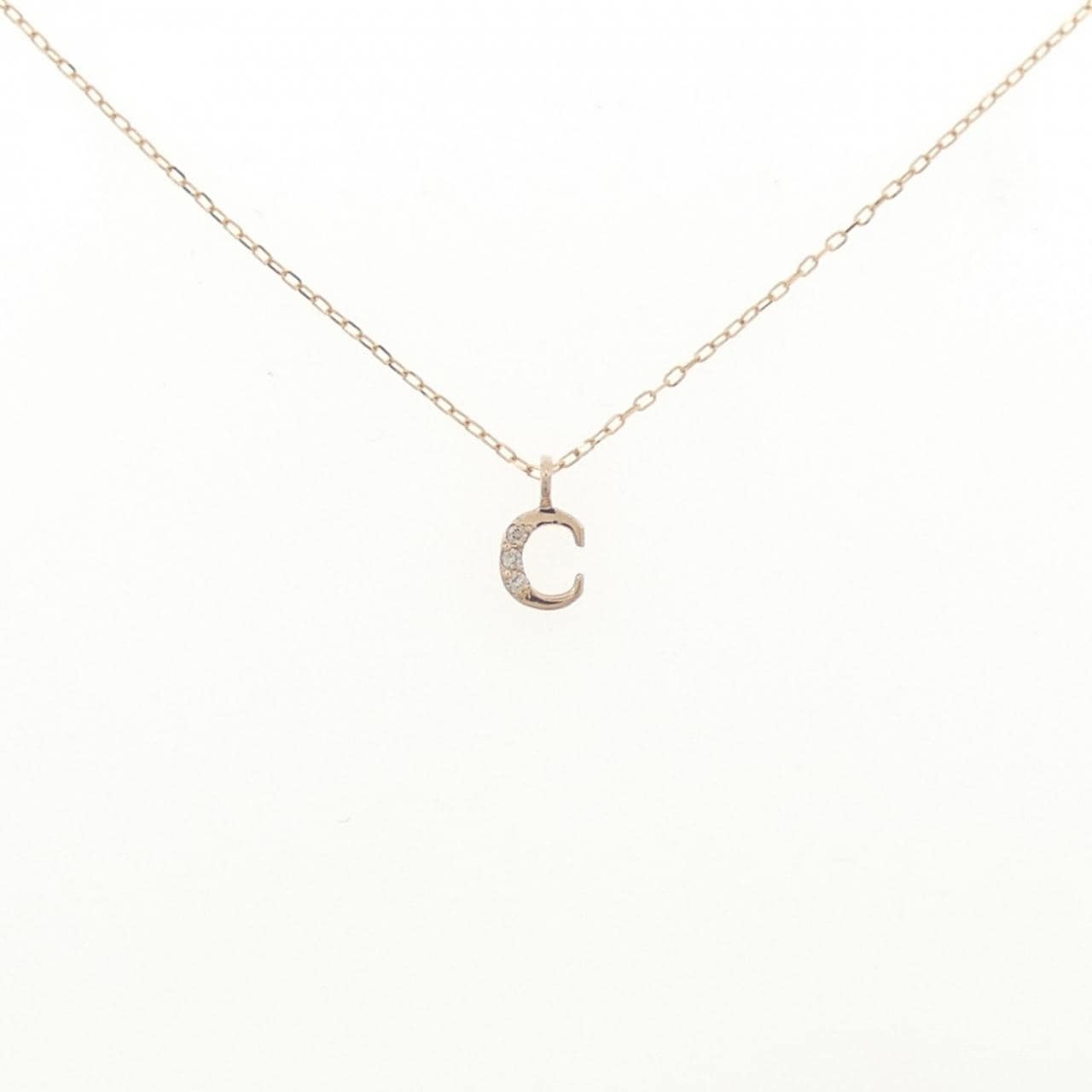 K18PG イニシャルC ダイヤモンド ネックレス 0.01CT