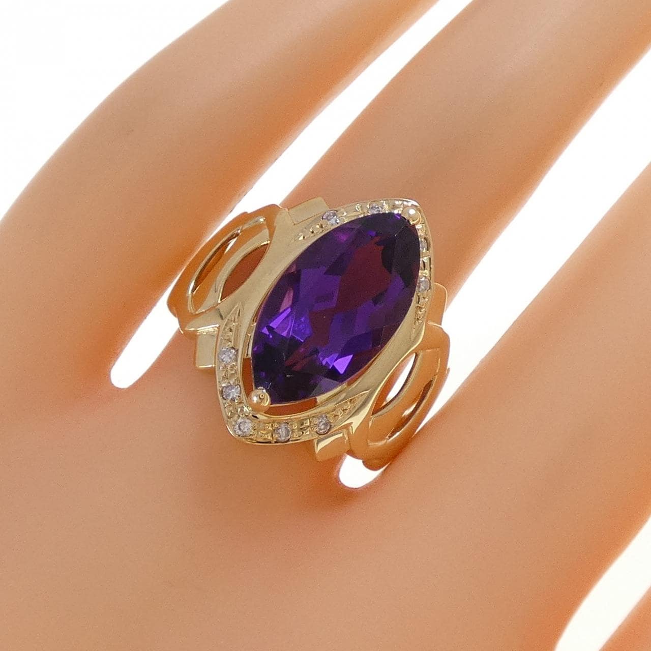 K18YG アメジスト リング 4.43CT