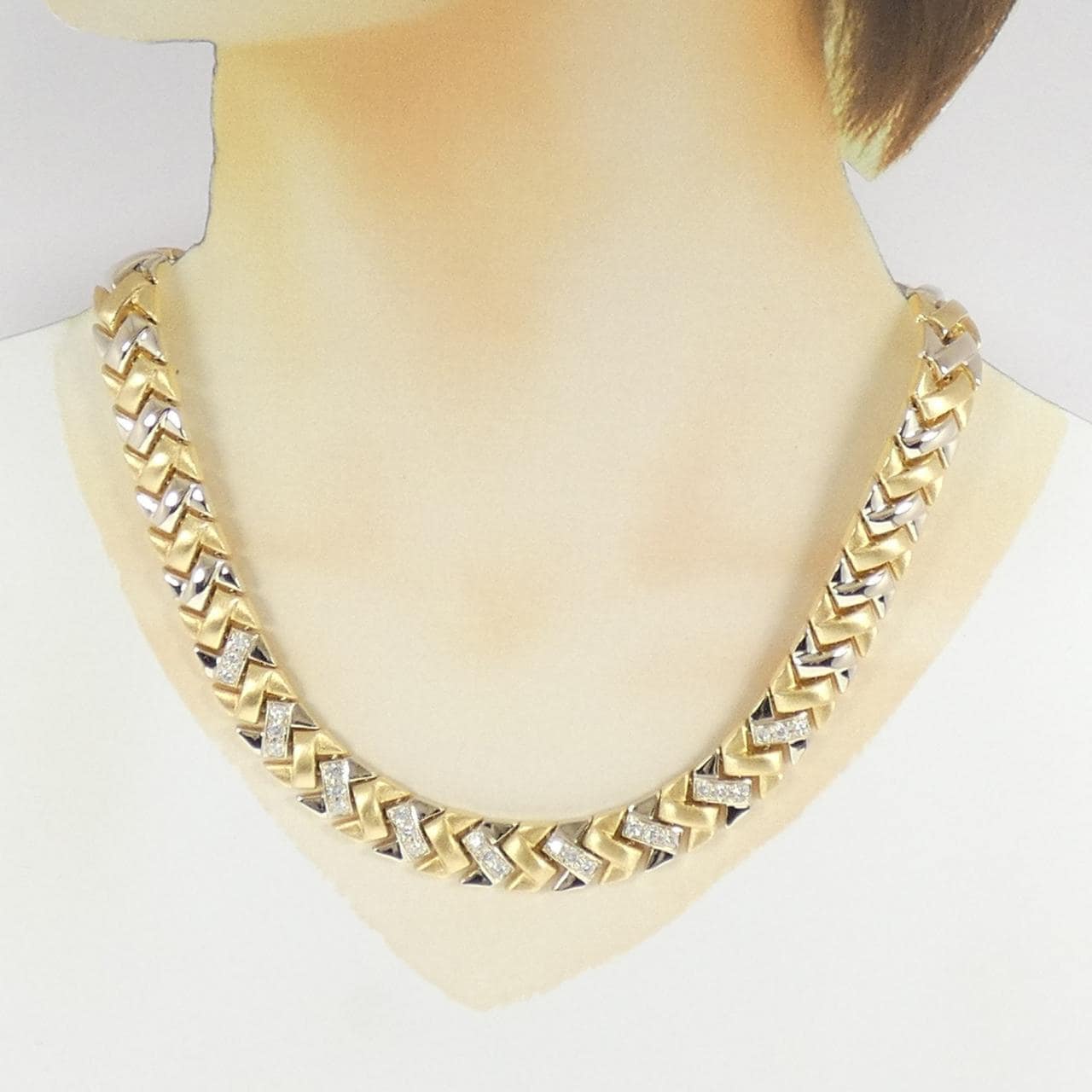 750YG/750WG ダイヤモンド ネックレス 1.62CT