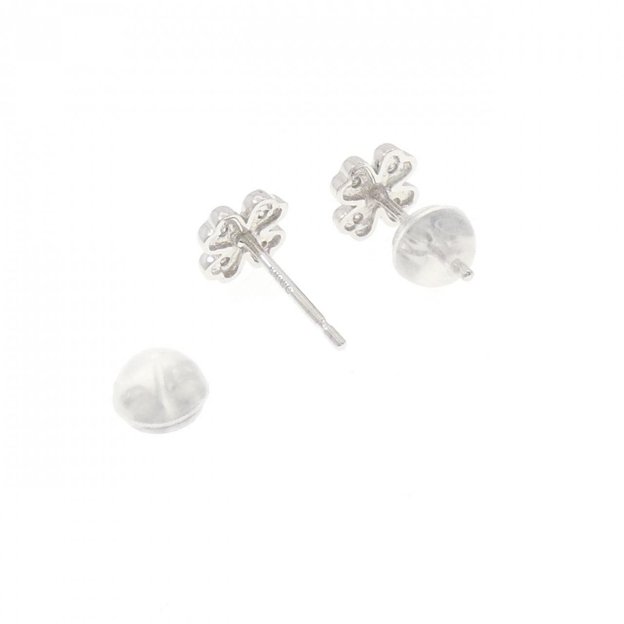 K18WG クローバー ダイヤモンド ピアス 0.04CT