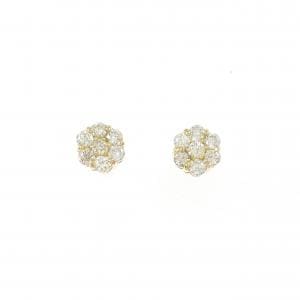 【新品】K18YG フラワー ダイヤモンド ピアス 0.20CT