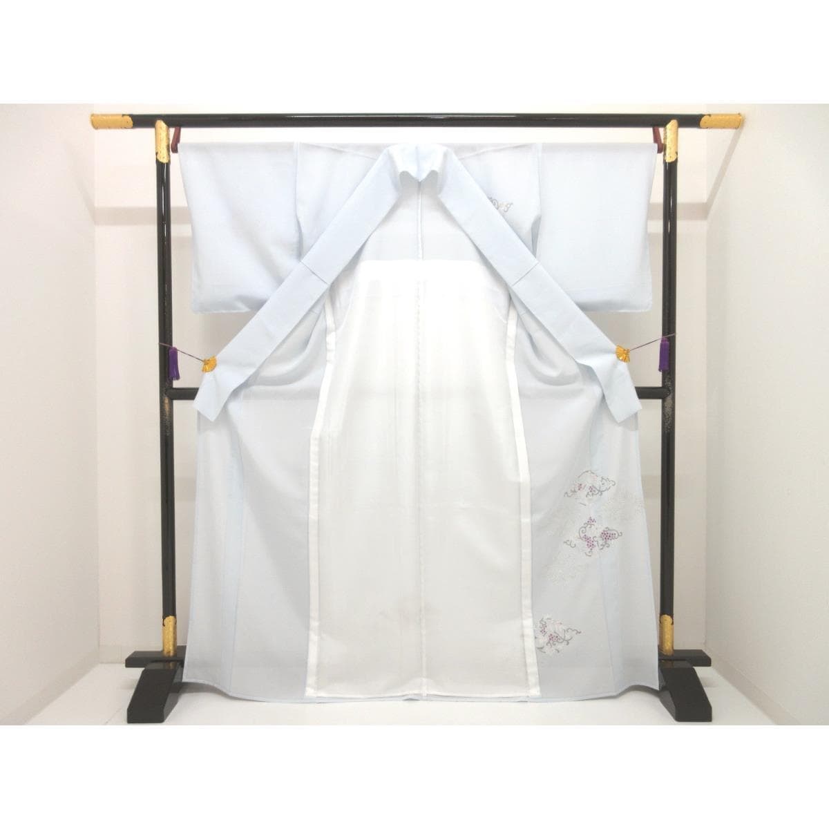 【新品】単衣　駒絽訪問着　友禅銀彩加工