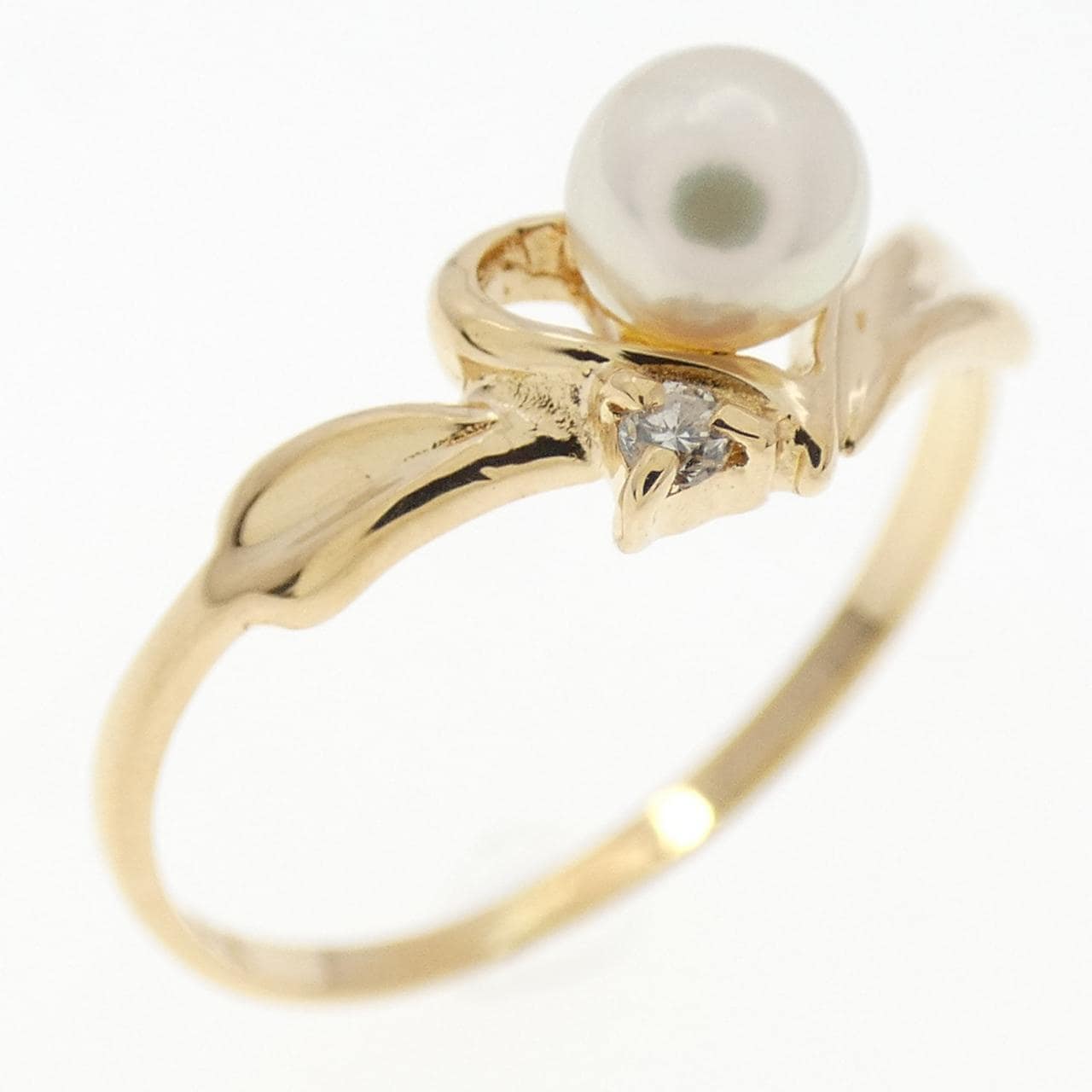 K18YG ハート アコヤパール リング 4.1mm