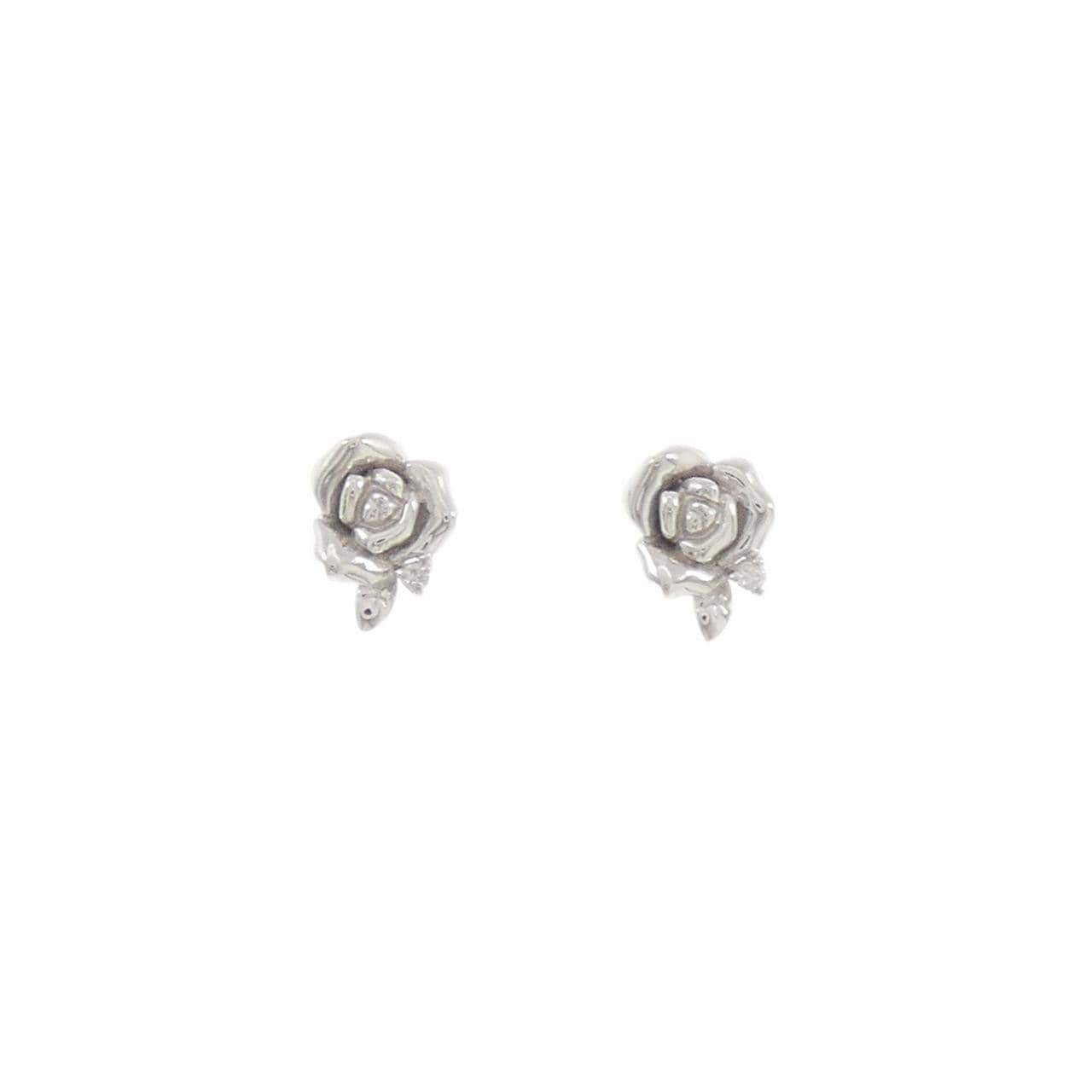 K18WG ローズ ダイヤモンド ピアス 0.02CT