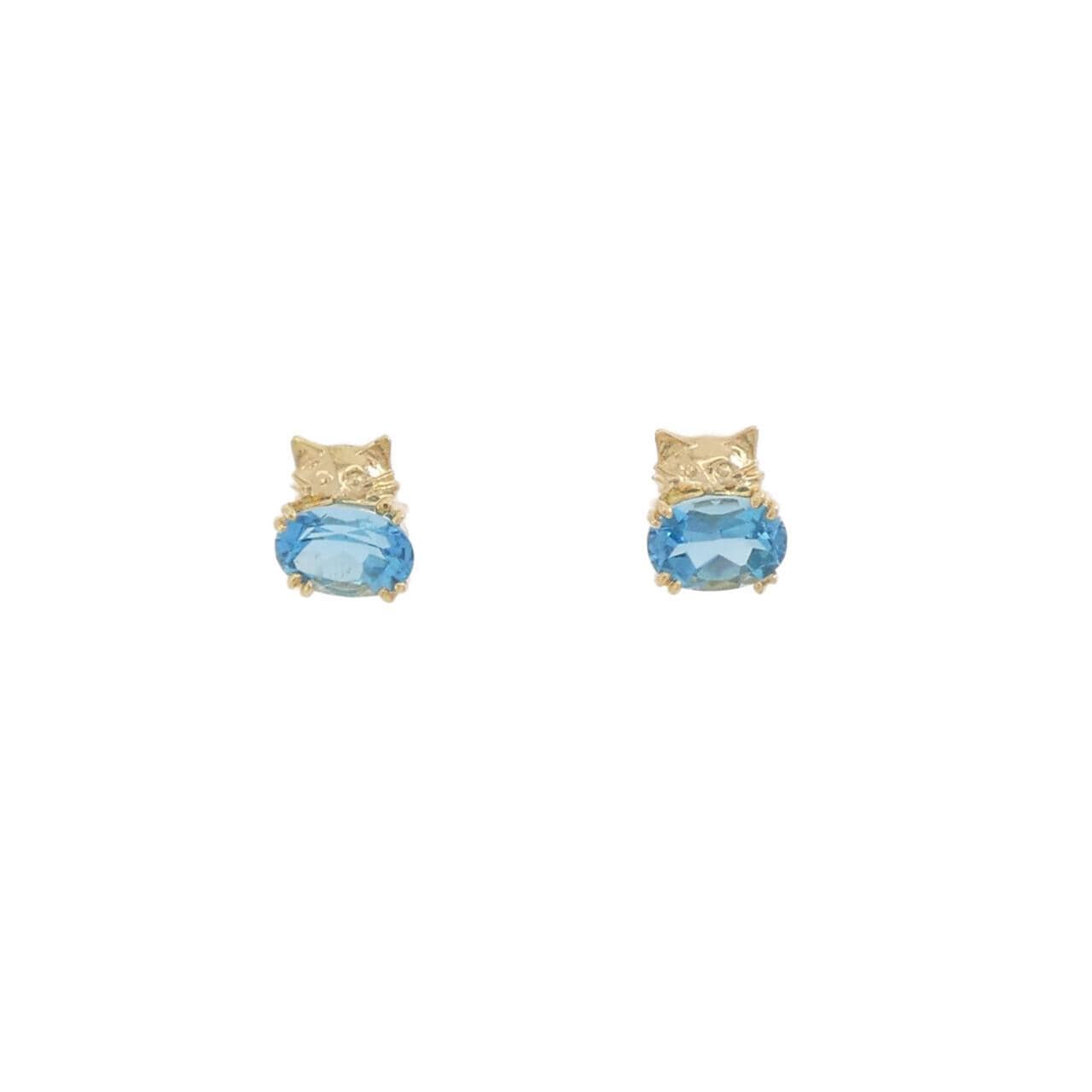 K18YG キャット ブルートパーズ ピアス