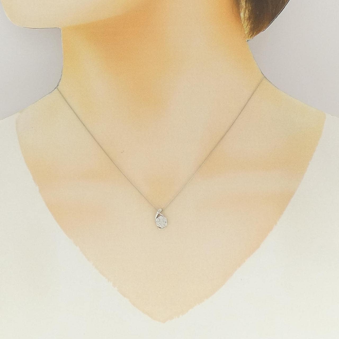 PT900/PT850 フラワー ダイヤモンド ネックレス 0.20CT